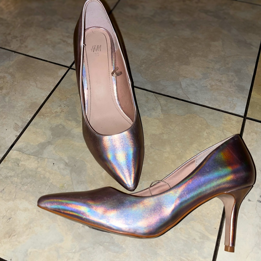 H&M heels pink holographic size 7.5